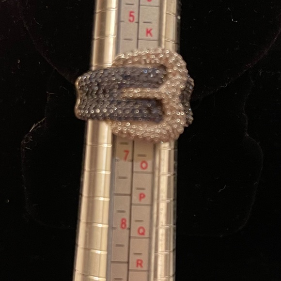 Suzy Levian 18K / Sterling Silver 2.02 CWTw Saphire Buckle Ring w Diamond accent - Picture 9 of 13